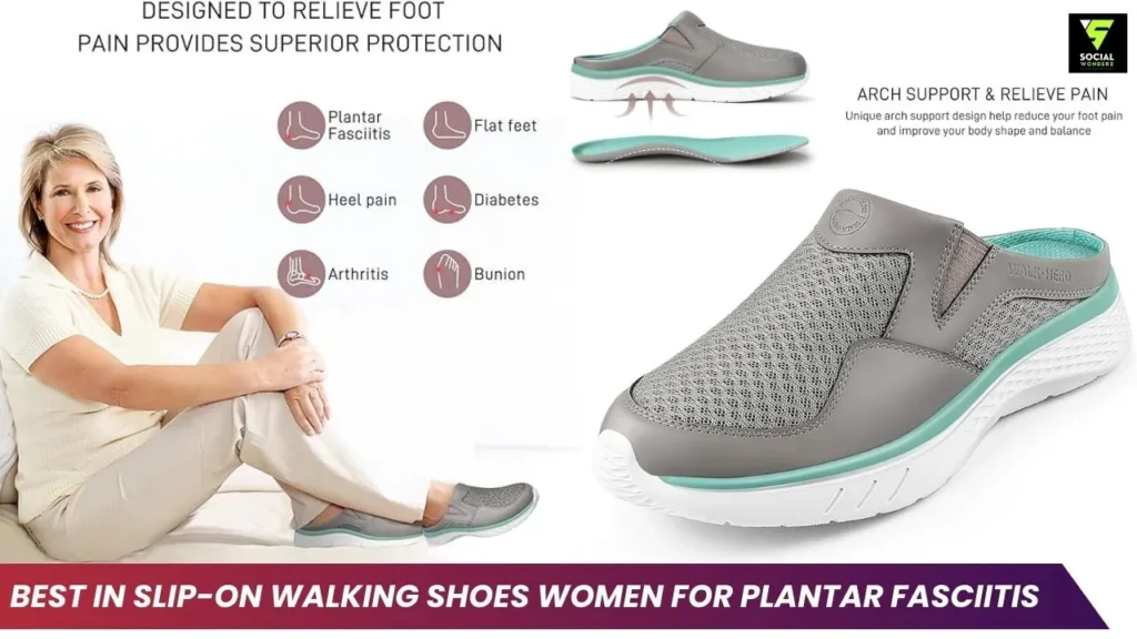 Mule Sneakers for Women with Arch Support, Slip-On Walking Shoes for Women, Best Shoes for Plantar Fasciitis